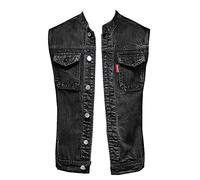 YAOTT Herren Jungen Übergröße Button Down Jeansweste mit Stehkragen Biker-Weste Top Weste Cowboy im Freien ärmellose Motorradjacke Casual Jeansweste Outwear 4XL