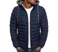 YAOTT Herren Übergangsjacke Daunenjacke Mit Kapuze Winter Leichte Steppjacke Windabweisende Outdoor Thermojacke Dick Und Bequem Wattierte Jacke Mit Kapuze,Marine,XL