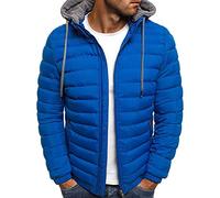 YAOTT Herren Übergangsjacke Daunenjacke Mit Kapuze Winter Leichte Steppjacke Windabweisende Outdoor Thermojacke Dick Und Bequem Wattierte Jacke Mit Kapuze,Blau,L