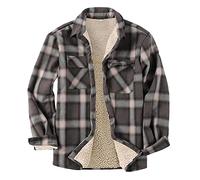 YAOTT Herren Western Holzfäller Fleece gefüttert Warme Hemdjacke Gestepptes Flanell Wattiertes Hemd Knopf Oversized Country Casual Hemdjacke Freizeithemd Arbeitshemd Freizeitjacke Braun XXL