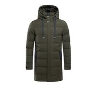 YAOTT Herren Winter Warm Daunenmantel Männer Lange Mantel Mit Kapuze Ultraleichte Daunenjacke Mit Taschen Einfarbig Winddicht Im Freien Daunenmantel Mit Stehkragen,Grün,3XL