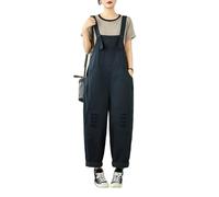 YAOTT Jumpsuit Damen Sommer Overall Baggy Latzhose Loose Freizeit Ärmellos Jumpsuit Latzhose Overall Hosen mit Taschen Casual Trägerhose,Schwarz,XL