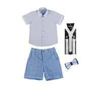 YAOTT Kinder Anzug Set Jungen Outfits Sommer Hochzeit Weste Anzüge Gentleman Kleidung Set Festliche Anzug Junge Weste, Hemd, Hose, Shorts, Fliege, Jungen Formelle Kleidung