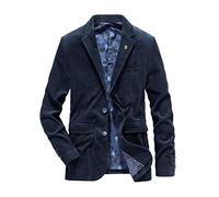 YAOTT Sakko Herren Sportlich Vintage Slim Fit Leichte Cord Blazer 2 Knöpfe Revers Einfarbiger Anzug Jacke Männer Freizeit Anzugjacke für Hochzeit Business Blau M