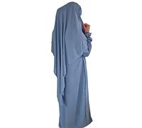 Yaqeen Abaya + Khimar Jazz material, langer Hijab Muslimah Schal, Jilbab muslimisches Maxikleid, Gebetskleid, jeans blue,