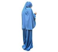 Yaqeen Gebets-Set, Kopftuch und Rock, Gebetskleid Khimar zum Überziehen, dehnbares Lycra, toll für Alltag, Zuhause, Arbeit, Reisen, Haddsch, Umrah, Moschee, Madrasa, Ramadan, jeansblau