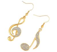 Yardenfun 1 Paar Asymmetrische Musiknoten Ohrringe aus Hautfreundlicher Legierung Funkelnde Hängeohrringe für Damen Schmuck für Bankette Geburtstage und Festlichkeiten