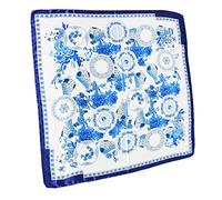 Yardenfun Leichter Blau-weißer Seidenschal Damen Traditionelles Muster Sonnenschutz Glattes Satinimitat Vielseitiger Halstuch Schal Für Sommer Und Urlaub