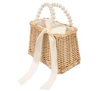 Yardenfun Modische Bast Tasche Damen Sommer Strandtasche aus Stroh mit Großem Öffnungsdesign und Kordelzug für Outdoor Reisen und Shopping