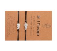 Yardwe 2 Stück Ananas Anhänger Armbänder aus Legierung Verstellbar Schwarzes Geflechtschmuck Abschluss und Alltagsschmuck für Damen