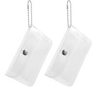 Yardwe 2 Stück Transparente PVC Kartenhülle mit Druckknopfverschluss und Trageschlaufe Praktischer Münzaufbewahrungsbeutel für Unterwegs und Reisen