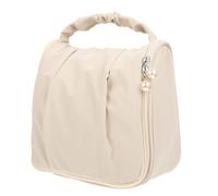 Yardwe Kulturbeutel mit Henkel Reißverschluss Polyester Beige Reise Kosmetiktasche für Geschäftsreisen Damen