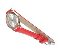 Yardwe Modische Damenuhr Quarzuhr mit Leuchtzifferblatt Dünnes Lederarmband Rot für Mädchen Alltag
