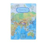 Yardwe PU Reisepasshülle mit 3D Weltkartenmotiv aus Leichtem PU Leder Unisex Passhalter mit Kartenfächern für Reiseunterlagen und Reisezubehör