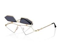 Yardwe Punk Sonnenbrille Damen im Katzenaugen Stil Modische Sommer Sonnenbrille aus Leichtem Metall mit Stabiler Struktur für Festival und Alltag