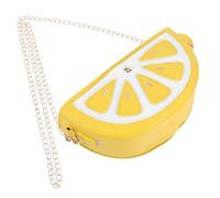 Yardwe Umhängetasche aus Pu Leder Gelb mit Zitronenfrucht Design Damen Kettenriemen nicht Verformbar und Abblätternd für Shopping und Party