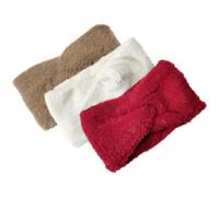 Yardwe Winterstirnband 3 Stück mit Flauschigem Futter und Knoten Design Wärmendes Damen Haarband für Kalte Tage und Herbst Breites Strickstirnband