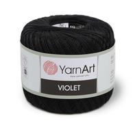 Yarn Art, 1 Knäuel, YarnArt Violett, 100 merzerisierte Baumwollgarne, Häkelspitze, Handstrickgarn, Stickerei, Kunst, Handwerk (Schwarz 999)