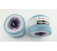 Yarn Art Flowers 520 Gramm Bobbel Wolle mit Glitzer und Farbverlauf, 53% Baumwolle, Bobble Strickwolle Mehrfarbig 1000m (3264)