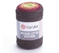 Yarn Art Macrame Cotton Spectrum Makramee-Kordel, 250 g, 220 m, 80 % Baumwolle, Makramee-Seil, mehrfarbig, buntes Makramee-Garn, Kammgarn Aran