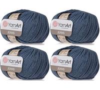 YarnArt 4 Knäuel Baumwollmischgarn, 55 % Baumwolle, 45 % Acryl, Häkelgarn, Handstricken, Kunst, Lot von 4 Knäueln, 200 g