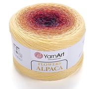 YarnArt Blumen Alpaka 20 % Alpaka 80 % Acryl Gewicht 250 g Länge 1028 Meter mehrfarbig Regenbogen Häkeln Wintergarn Gewicht 2 Sport (418)
