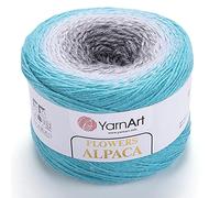 YarnArt Blumen Alpaka 20% Alpaka 80% Acryl Gewicht 250 g Länge 1028 Yards Mehrfarbig Regenbogen Häkelgarn Wintergarn Gewicht 2 Sport (412)