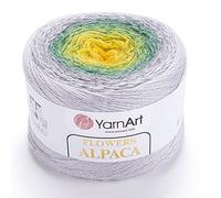 YarnArt Blumen Alpaka 20% Alpaka 80% Acryl, Gewicht 250 g, Länge 900 m, mehrfarbiges Regenbogen-Häkelgarn, Gewicht 2 Sport (424)