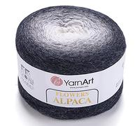 YarnArt Blumen Alpaka 20% Alpaka 80% Acryl, Gewicht 250 g, Länge 900 m, mehrfarbiges Regenbogen-Häkelgarn, Gewicht 2 Sport (410)