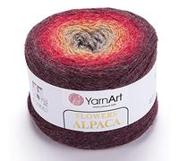 YarnArt Blumen Alpaka 20% Alpaka 80% Acryl, Gewicht 250 g, Länge 900 m, mehrfarbiges Regenbogen-Häkelgarn, Gewicht 2 Sport (422)
