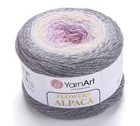 YarnArt Blumen Alpaka 20% Alpaka 80% Acryl, Gewicht 250 g, Länge 900 m, mehrfarbiges Regenbogen-Häkelgarn, Gewicht 2 Sport (413)