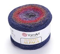 YarnArt Blumen Alpaka 20% Alpaka 80% Acryl, Gewicht 250 g, Länge 900 m, mehrfarbiges Regenbogen-Häkelgarn, Gewicht 2 Sport (439)