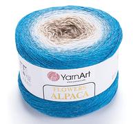 YarnArt Blumen Alpaka 20% Alpaka 80% Acryl, Gewicht 250 g, Länge 900 m, mehrfarbiges Regenbogen-Häkelgarn, Gewicht 2 Sport (431)
