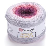 YarnArt Blumen Alpaka 20% Alpaka 80% Acryl, Gewicht 250 g, Länge 900 m, mehrfarbiges Regenbogen-Häkelgarn, Gewicht 2 Sport (408)