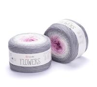 YarnArt Blumen Garn 55% Baumwolle 45% Acryl 250gr 1094yds Mehrfarbig Baumwollgarn Regenbogen Häkelgarn Frühling Sommer 2 Sportgarn (293)