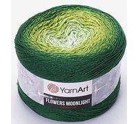 YarnArt Blumen Moonlight Glitter Baumwollgarn, Gewicht 260 g, Länge 900 m, Regenbogenhäkeln, metallischer Lurex, handgestrickt, glänzend, silberner Kuchen, mehrfarbige Baumwolle, Regenbogenhäkeln