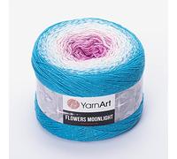 YarnArt Blumen Moonlight Glitter Baumwollgarn, Gewicht 260 g, Länge 900 m, Sport-Garn, Regenbogen-Häkeln, metallisches Lurex-Handstrick, glänzend, mehrfarbige Baumwolle, Regenbogen-Häkeln (3294)