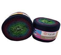 YarnArt Flowers 500 Gramm Bobbel Wolle 266 Farbverlauf, 55% Baumwolle, Bobble Strickwolle Mehrfarbig