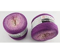 YarnArt Flowers 500 Gramm Bobbel Wolle mit Glitzer und Farbverlauf, 53% Baumwolle, Bobble Strickwolle Mehrfarbig 1000m (Brombeere Rose beige 3290)