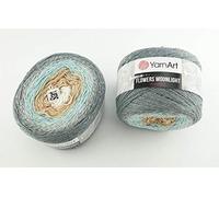 YarnArt Flowers 520 Gramm Bobbel Wolle mit Glitzer und Farbverlauf, 53% Baumwolle, Bobble Strickwolle Mehrfarbig 1000m (3268)