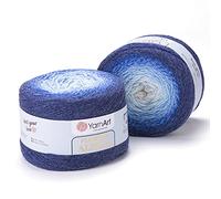 YarnArt Flowers Alpaca, 500 Gramm Bobbel Wolle Farbverlauf, 20% Alpaka Wolle, Bobble Strickwolle Mehrfarbig (409)