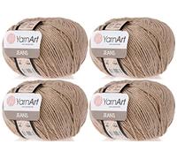YarnArt Jeans, 4 Knäuel, 55 % Baumwolle, 45 % Acryl, Garnmischung, Häkelgarn, Handstricken, Kunst, Lot von 4 Knäueln, 200 g, 48 Beige