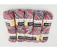 YarnArt Jeans Crazy 500g Farbverlaufswolle 55% Baumwolle 10x50g (7208)