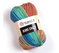 YarnArt Jeans Crazy 55% Baumwolle, 45% PAC, Amigurumi-Baumwollgarn, 2 Sportgarn, 1 Knäuel, 50 g, 174 m (8209)