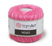 YarnArt Strickgarn, 100 % merzerisierte Baumwolle, Häkelspitze, Handstrickgarn, Stickerei, Kunst, Handwerk, 1 Knäuel, Violett (Pink 5001)