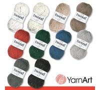 YarnArt YarnArt 5 x 100 g Tweed Wintergarn Trachtengarn Wolle Stricken Häkeln 10 Farben 228 | Schwarz