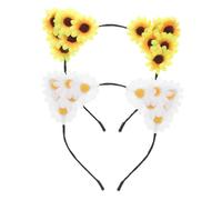 YARNOW 2 Stück Teiliges Blumen haarband mit Sonnenblumen design Leichter Dehnbar und Rutschfest Modisches Stirnband für Frauen Geeignet für Party Foto Festtage Geschenkidee
