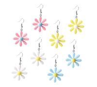 YARNOW 4 Paare Bunte Gänseblümchen Ohrringe Leichte Resin Ohrhänger in Pastellfarben Modische Ohraccessoires für Damen und Mädchen Bequem Tragbar Alltag Party