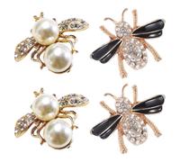 YARNOW 4 Stück Bienenförmige Schuhschnallen aus Metall mit Strass und Künstlicher Perle Niedliche Schuhclips für Leder und High Heels für Party und Dinner