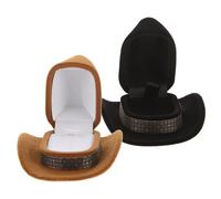 YARNOW Aufbewahrungsbox für Ringe 2 Stück-pack Kunstoff Beflockte Hat Shaped Ringkästchen